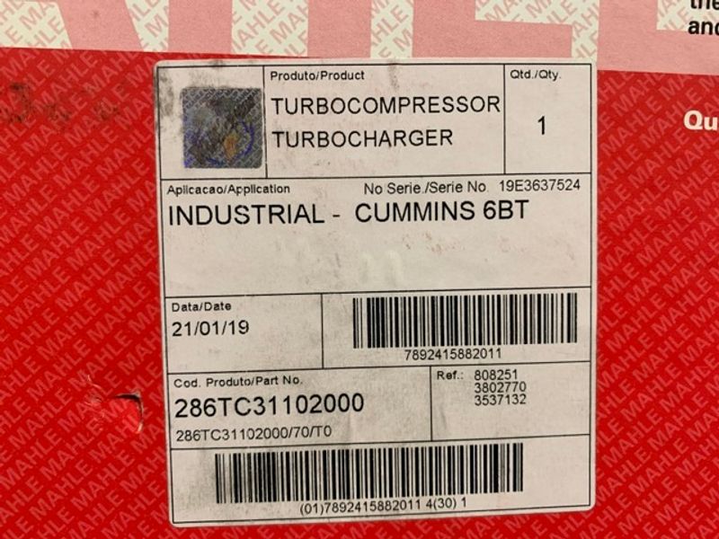 MAHLE 286 TC 31102 000 Turbo for Cummins 6-BT HX35 5.9L 2802770 3537132 3537133